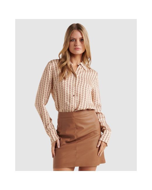 Forever New Multicolor Lila Longline Printed Satin Shirt