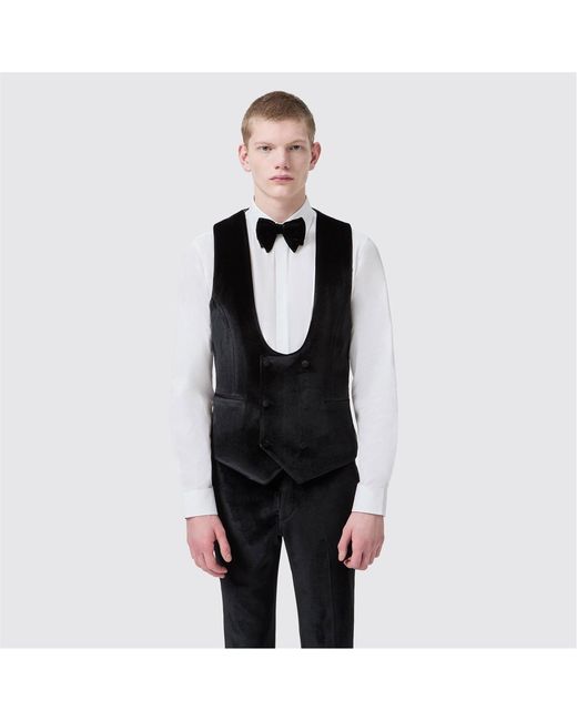 Twisted Tailor Black Sylvester Slim Fit Velvet Tux Waistcoat for men
