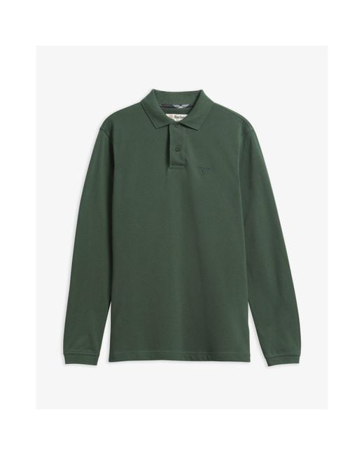 Barbour Green Essentials Long Sleeve Polo Shirt for men