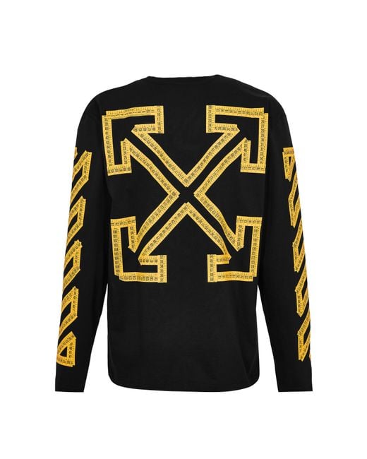 Off-White c/o Virgil Abloh Black Tape Cotton Long Sleeve T-Shirt for men