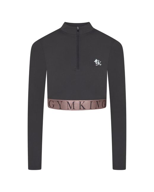 Gym King Gray Impact Quarter Zip Funnel Neck Crop Top