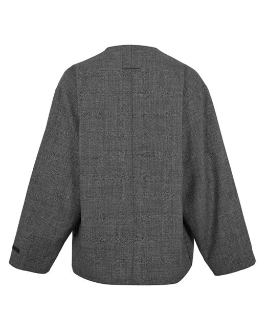 Fear Of God Gray Cropped Lapelless Jacket for men