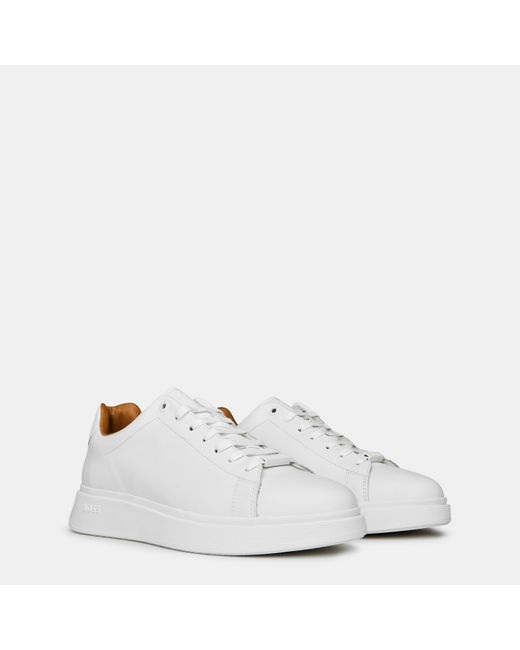 Boss White Bulton Platform Leather Trainers for men