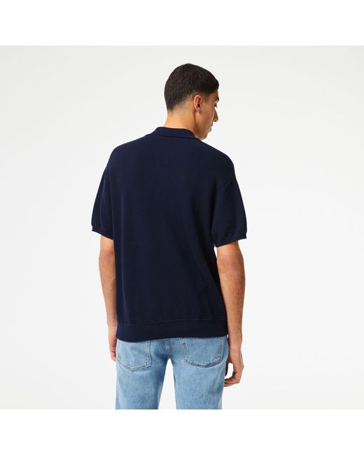 Lacoste Blue Striped Crew Neck Jumper for men