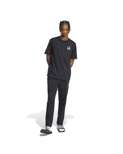 Adidas Black Lounge Slides Graphic Pocket T-Shirt Adults for men