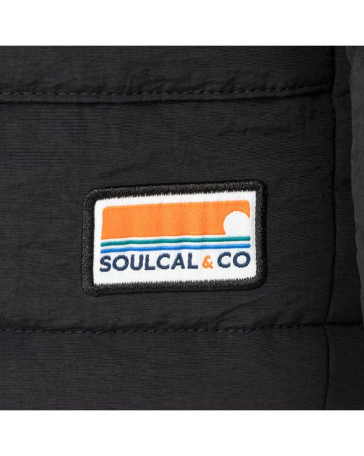 SoulCal & Co California Black Soul Sherpa Hooded Long Sleeve Hybrid Jacket for men