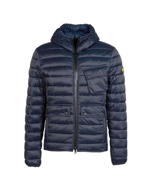Barbour Blue Navy Racer Ouston Quilted Hooded Jacket for men