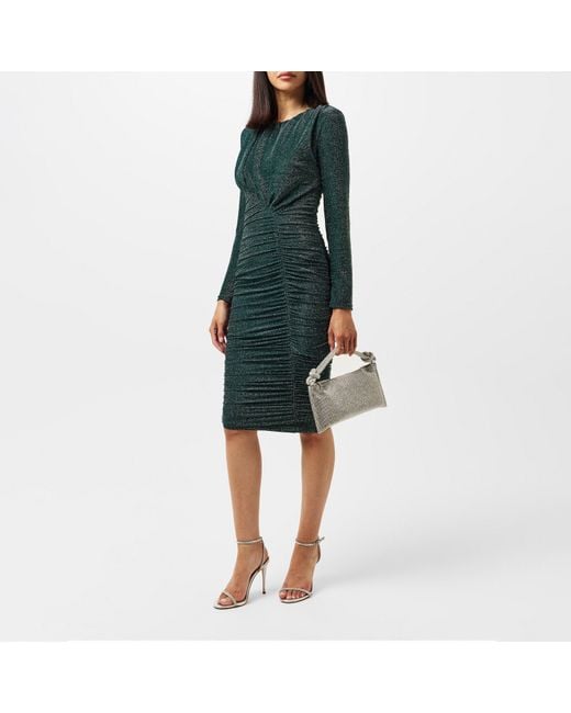 AX Paris Glitter Long Sleeve Ruched Bodycon Dress in Green | Lyst UK