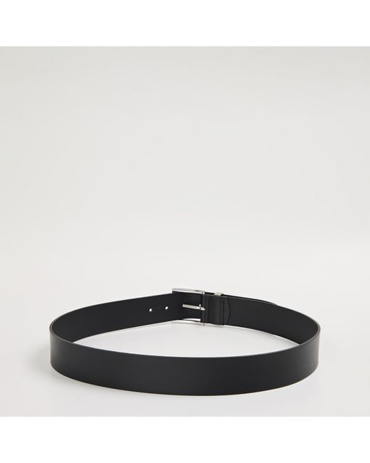 Boss Black Leather Belt With Smooth Buckle (Bud) for men
