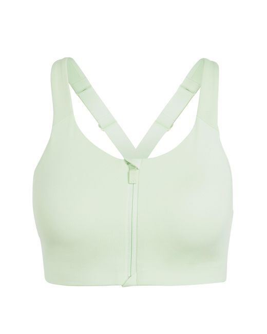 Adidas Green Tlrdim Lux Zipped Non Wired High Impact Sports Bra