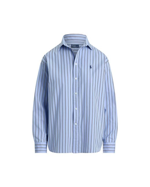 Polo Ralph Lauren Blue Stripe Long Sleeve Oxford Shirt