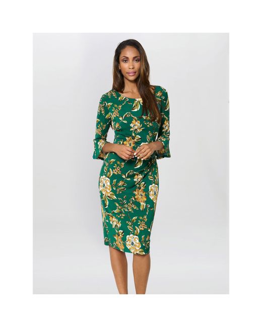Gina Bacconi Green Yasmine Floral Dress