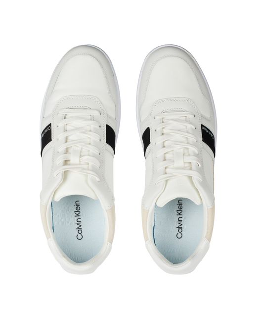 Calvin Klein White Lace Up Mix Trainers for men