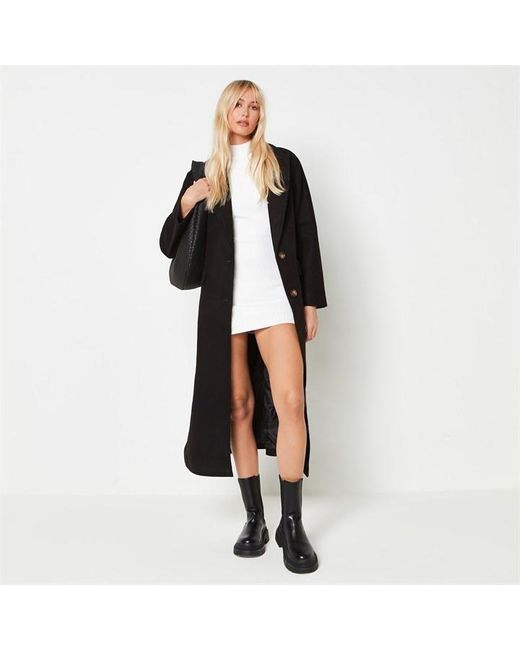 Missguided Black Side Split Formal Longline Coat