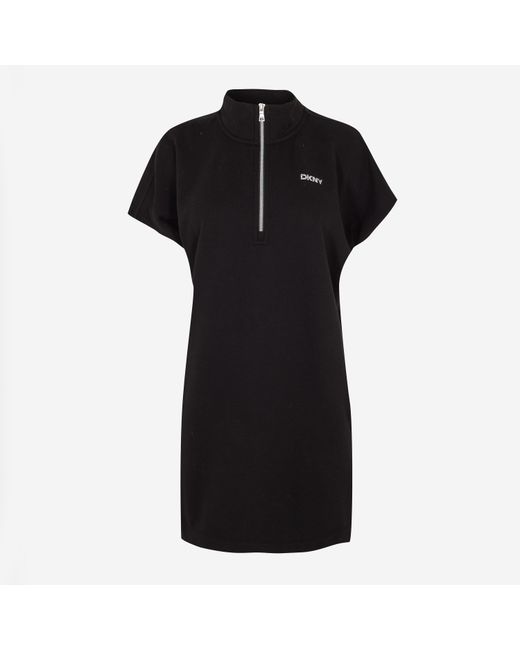 DKNY Black Half-Zip Knit Slim Fit Jumper Dress