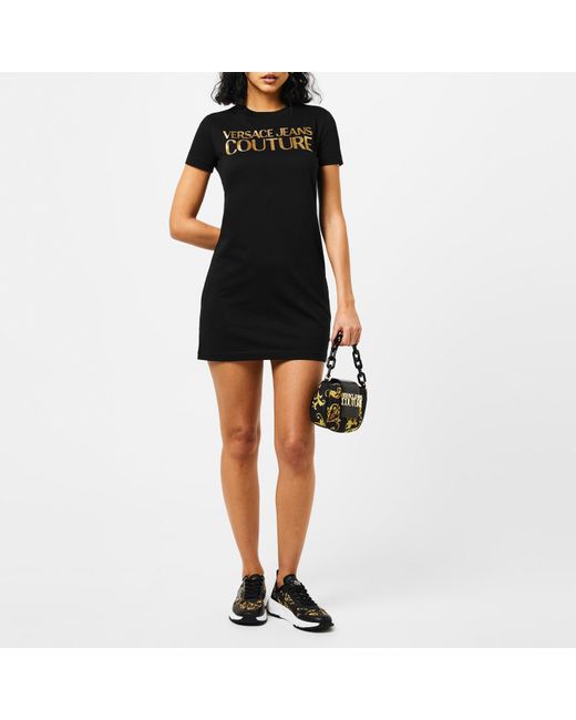 Versace Jeans Couture Black Jersey Basic Logo Dress