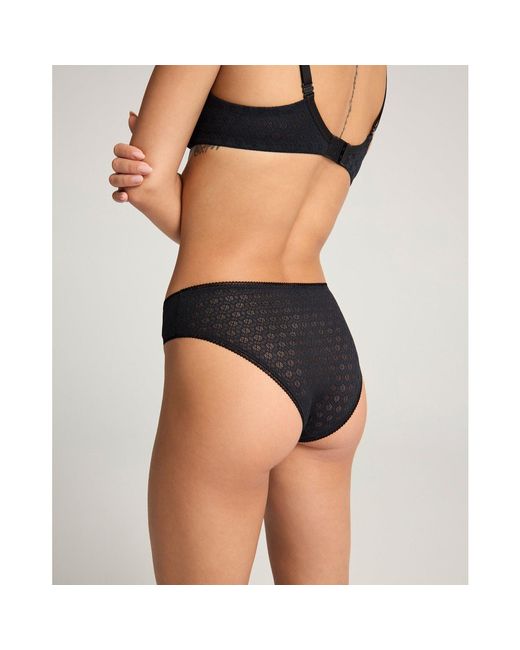 Nudea Black High Leg Brief Honeycomb Lace