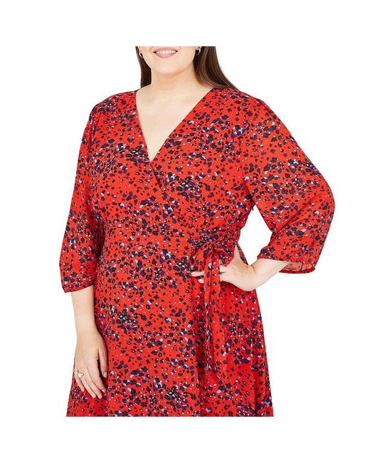 Yumi' Red Animal Print Wrap Dress