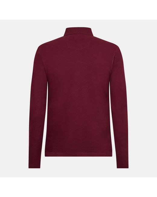 Peter Werth Red Glasby Long Sleeve Polo Shirt for men