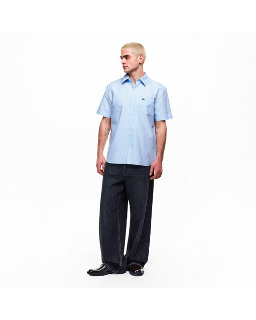 Lacoste Blue Short Sleeve Oxford Shirt for men