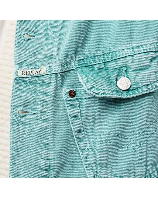 Replay Blue Structured Denim Button-Through Jacket for men