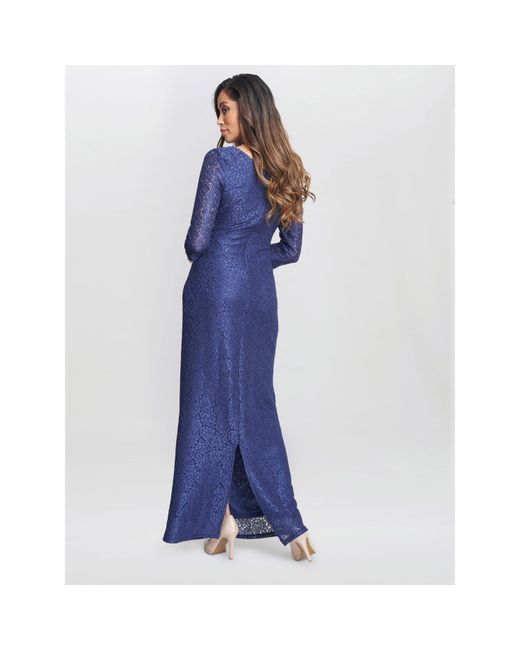 Gina Bacconi Blue Fearne Lace Wrap Maxi Dress