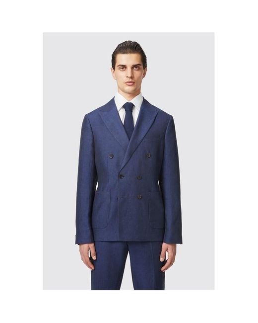 Twisted Tailor Blue Fairmont Slim Fit Linen Suit Jacket for men