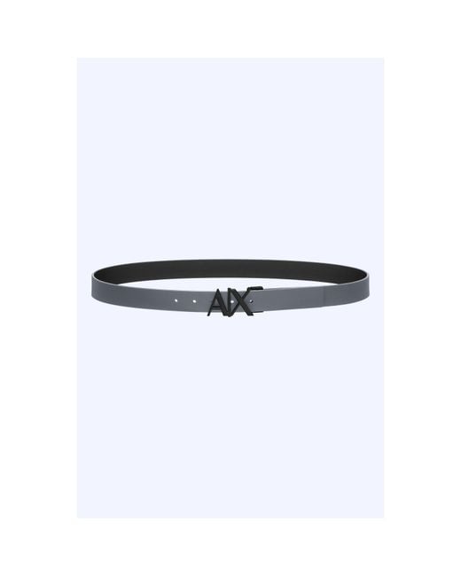 ARMANI EXCHANGE White Cut Out Logo Leather Belt for men