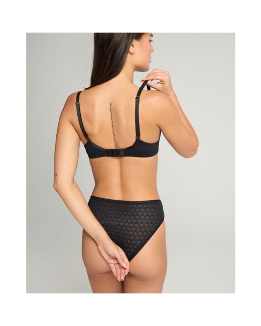 Nudea Black High Leg Brief Honeycomb Lace
