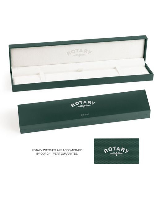 Rotary Blue Ultra Slim Ss Leather Strap Watc for men