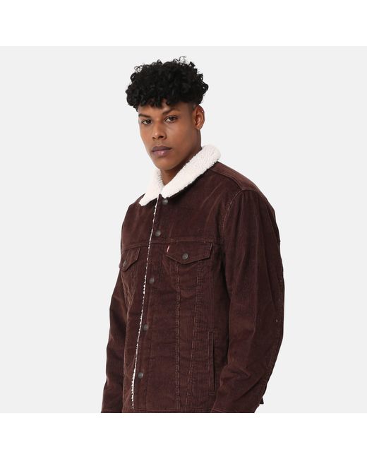 Levi's Red Type 3 Sherpa Cotton Mix Long Sleeve Denim Jacket for men