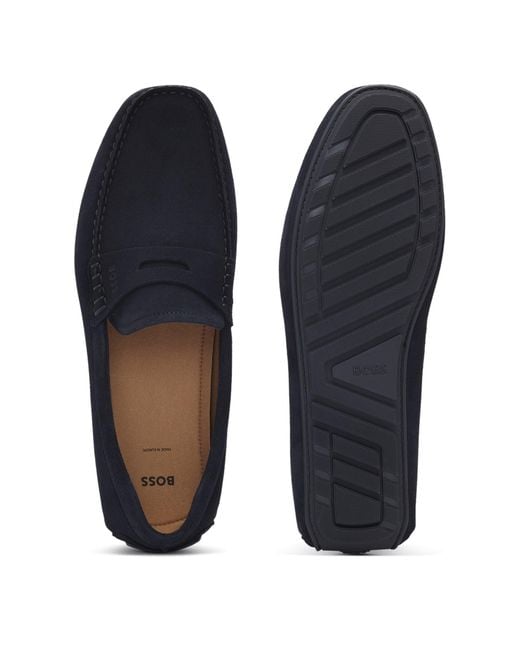 Boss Blue Noel Mocc Slip-On Loafers for men