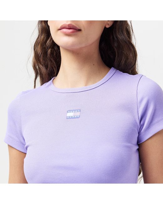 Tommy Hilfiger Purple Tj Badge Rib Regular Fit T-Shirt