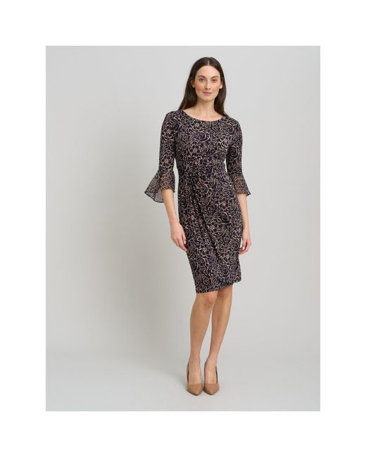 Gina Bacconi Gray Nikita Printed Sheath Dress