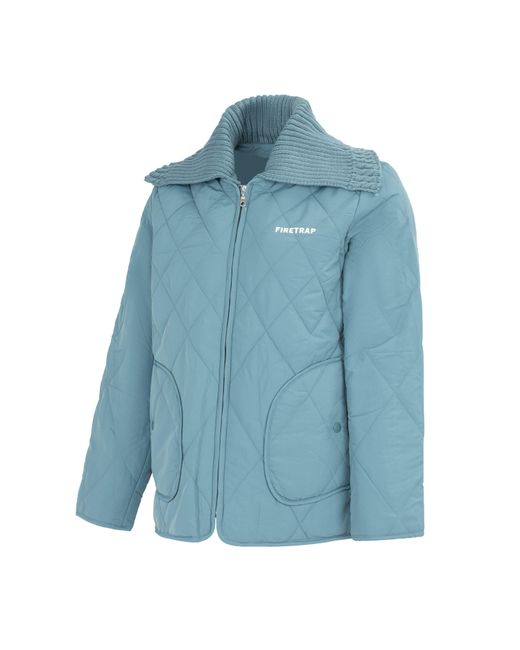 Firetrap Blue Long Sleeve Hip Length Quilted Jacket