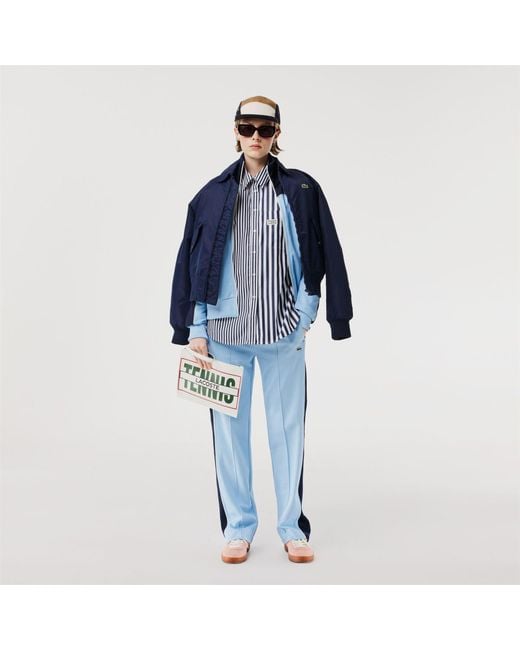 Lacoste Blue X Bandier Striped Cotton Poplin Shirt