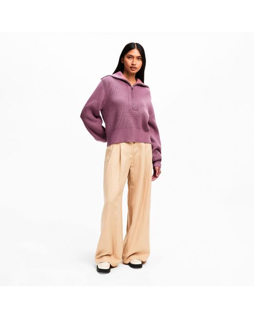 Varley Purple Maura Knitted Crew Neck Jumper