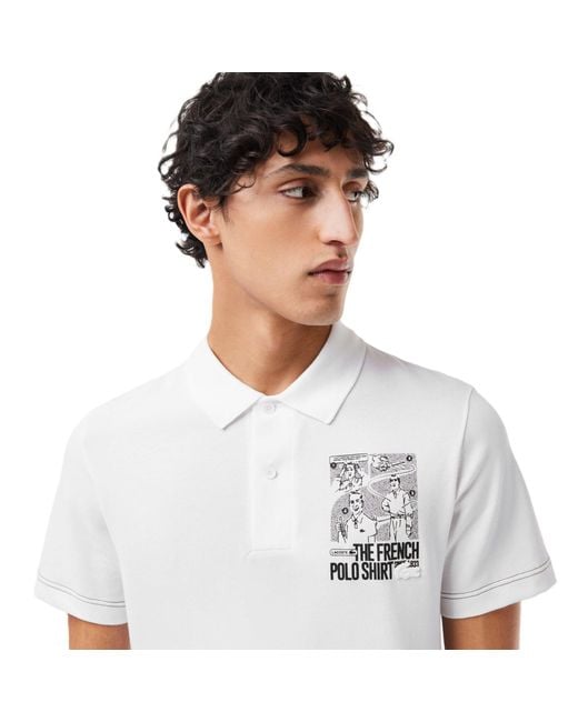 Lacoste White Short-Sleeve Polo Shirt for men