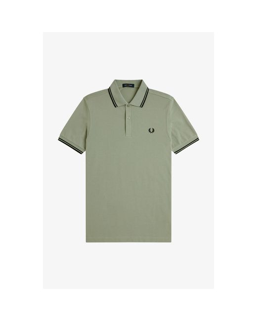 Fred Perry Green Short Sleeve Twin Tipped Polo Shirt for men