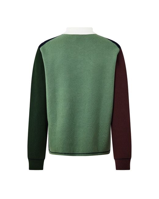 Paul Smith Blue Fine-Knit Long-Sleeve Merino Polo Shirt for men