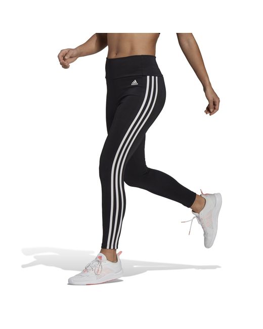 Adidas Black Designed To Move High-Rise 3-Stripes 7/8 Sport Tig
