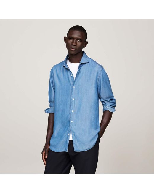 Tommy Hilfiger Blue Smart Casual Slim-Fit Shirt for men