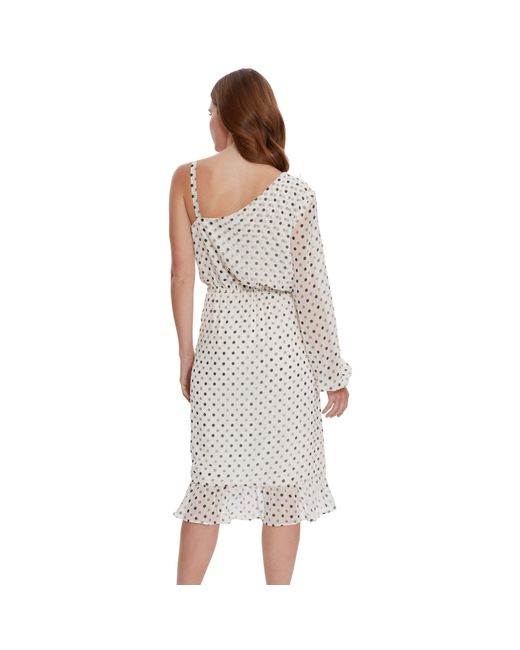 Gina Bacconi White Sasha Chiffon Spot Dress Wrap
