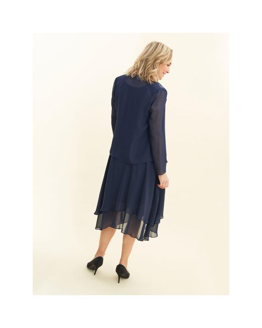 Gina Bacconi Blue Lilibeth Sequin Beaded Jacket Dress