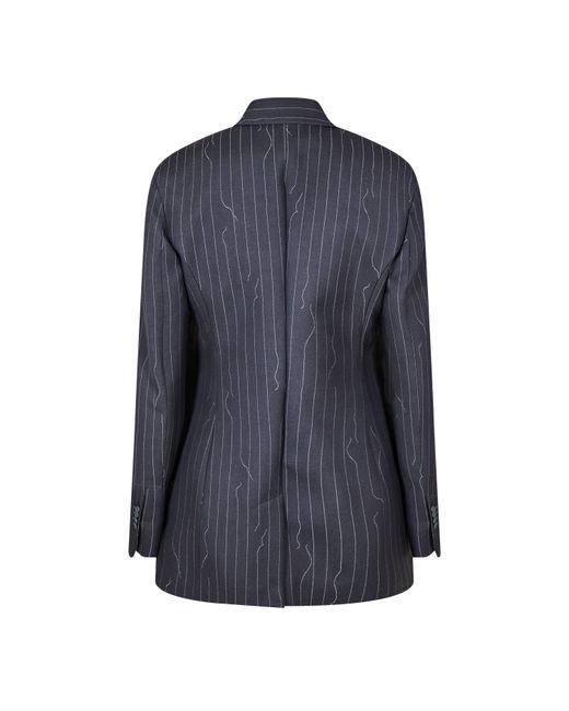 Off-White c/o Virgil Abloh Blue Pinstripe Oversized Jacket