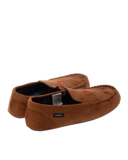 Farah Brown Nicken Moccasin Slippers for men