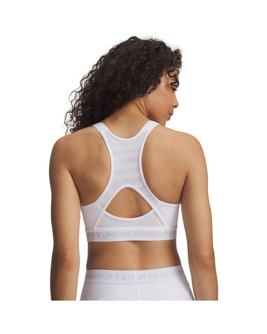 Under Armour White Heatgear Crossback High Sports Bra Halo