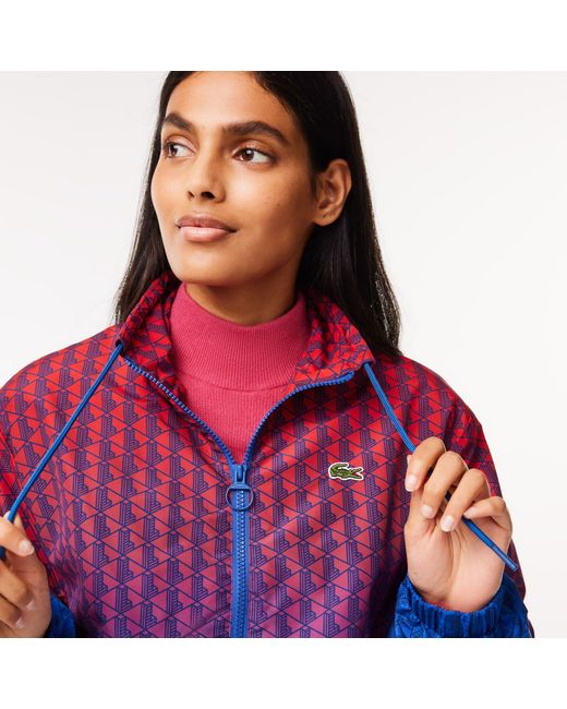 Lacoste Red Monogram Print Ombre Tracksuit Top