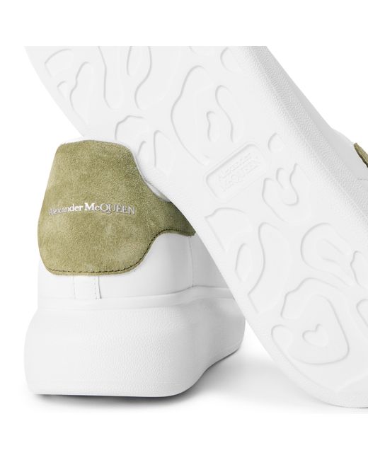 McQueen White Logo Print Leather Oversized Trainers