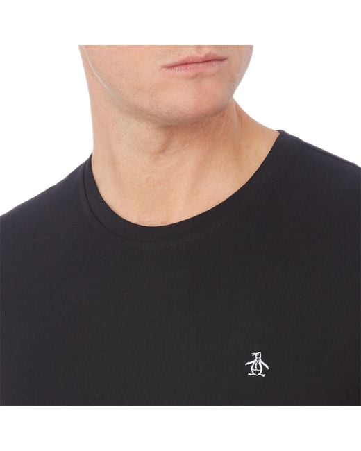 Original Penguin Black Pin Point Embroidered T-Shirt for men
